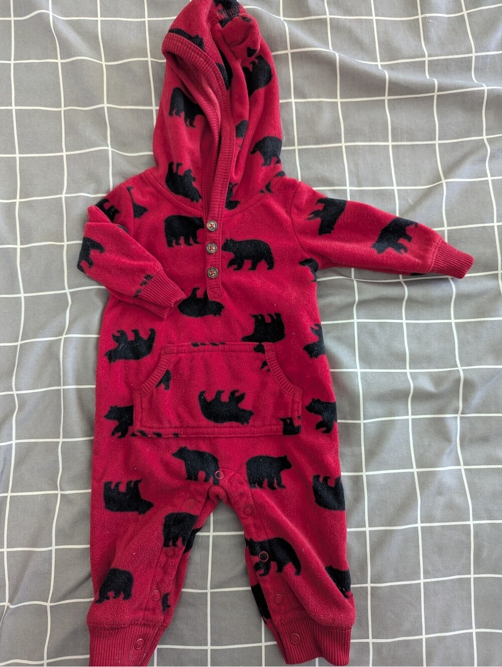 Carter's hooded fleece bear romper